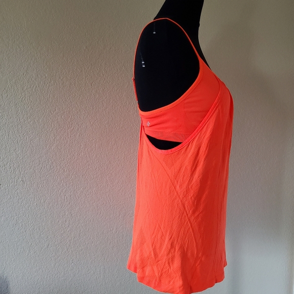 New Nux Athletic Seamless Tank Cami Sports Bra Top Size M Orange Pink - Picture 3 of 8